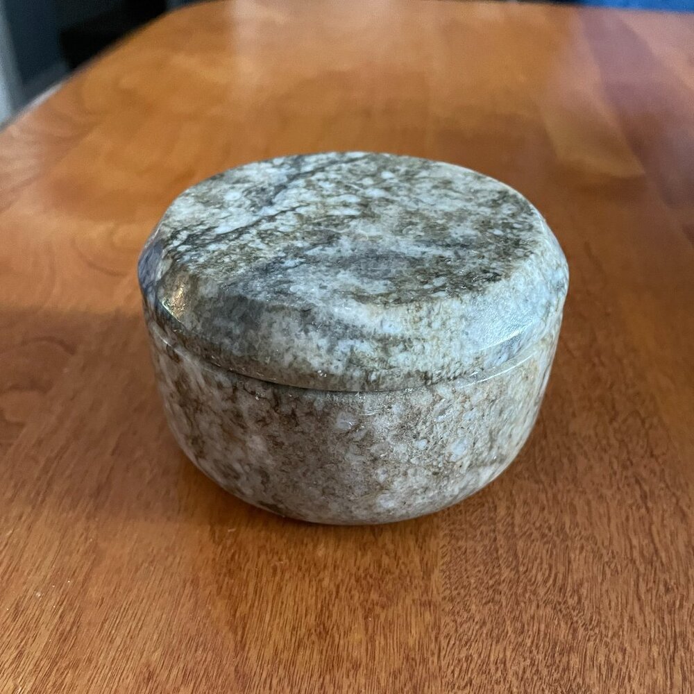 Vintage Marble Stone Trinket Jewelry Box with Lid